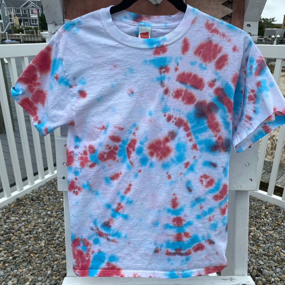 Handmade Red/White/Blue Tie Dye Tshirt